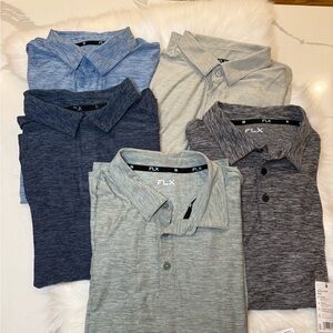 FLX Men's Polo Shirt Bundle - all 5 size large